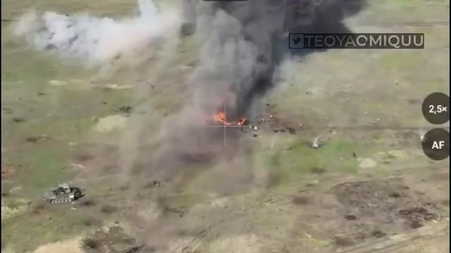 Drone Cause Immediate Explosion Of T-72B3M Tank (Turret Toss)