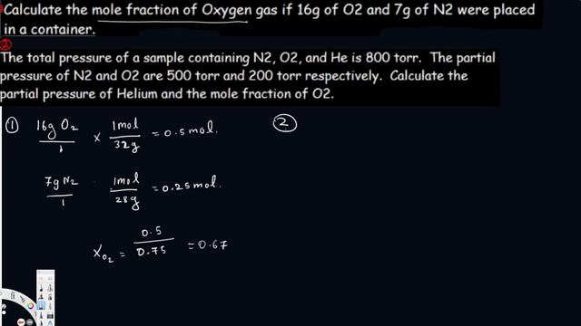 Mole Fraction and Partial Pressure Examples and Practice Problems - Topics in General Chemistry