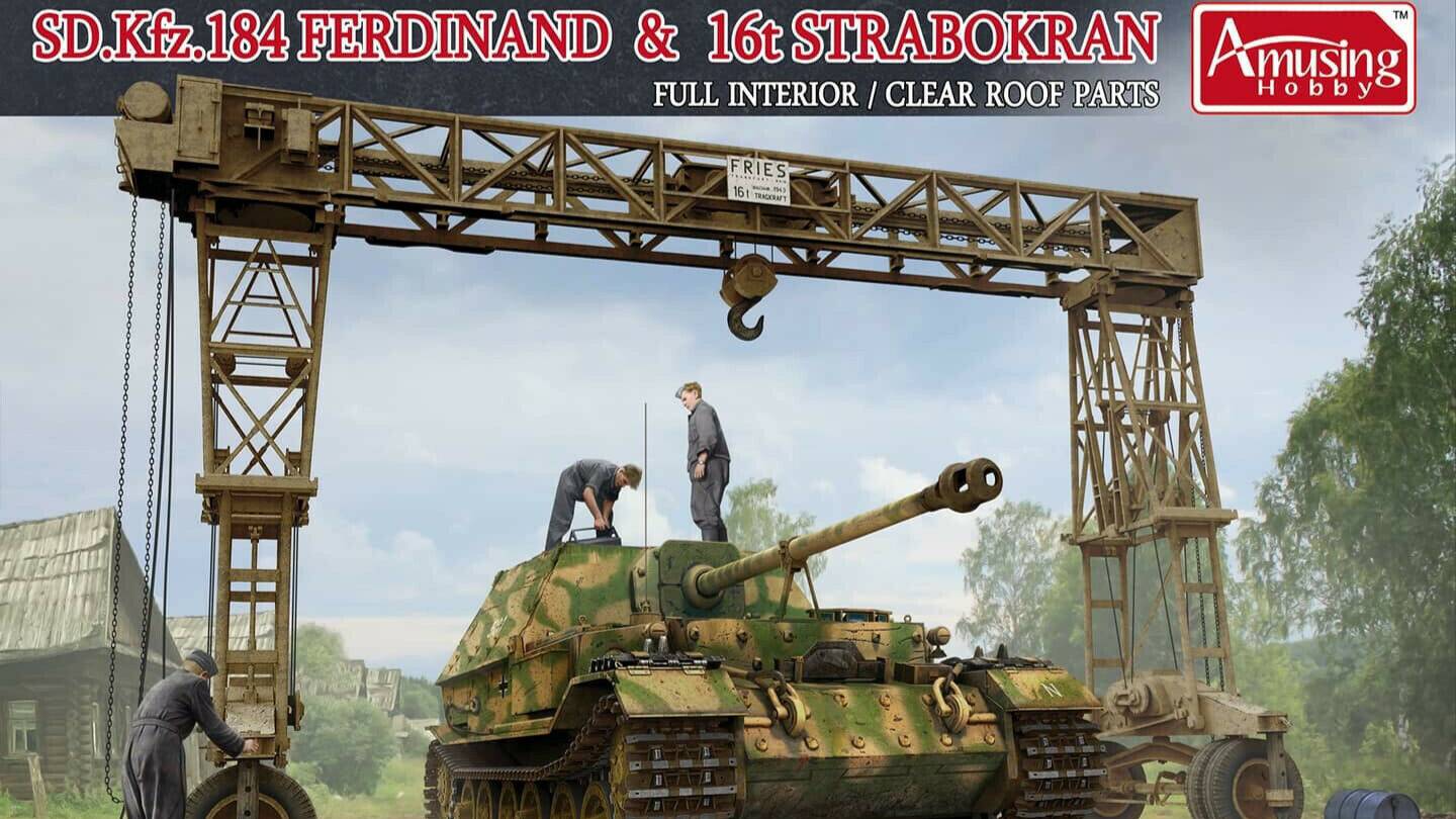 Распаковка Amusing Hobby 1 35 35A030 Jagdpanzer Ferdinand & 16t Strabokran