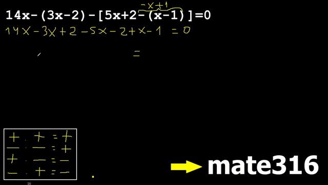 14x-(3x-2)-[5x+2-(x-1)]=0 ecuaciones con parentesis , hallar x ecuacion con incognita