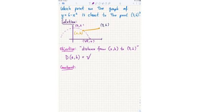 Unit #4 Review... Optimization (closest point on parabola)