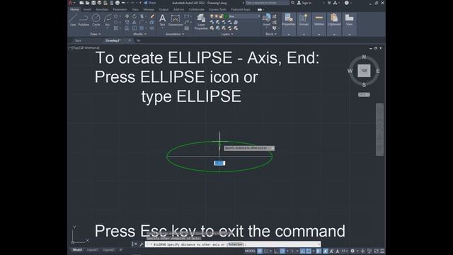 AutoCAD - Draw: ELLIPSE using Axis End