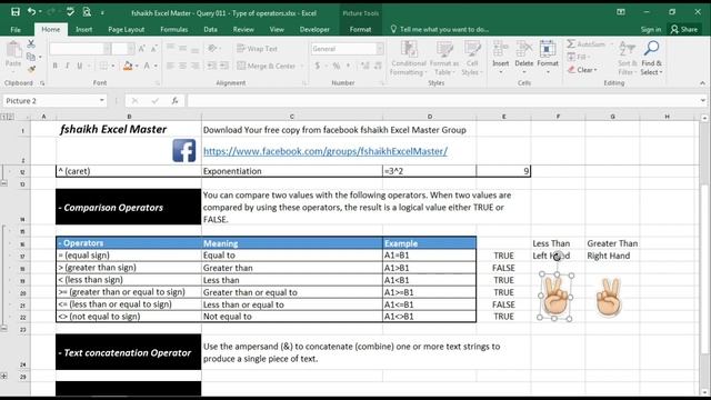 Type Of Operators In Excel - Very Important