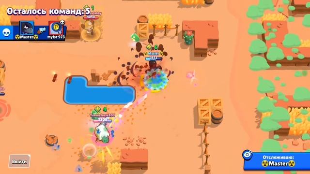 Крутой бой ворана, на 19-м ранге в Brawl Stars, в конце жаркий бой.