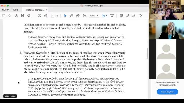 F. Titchener, Praise & Blame Seminar, Academy of Athens 2021 (20/5), Self-Presentation in Plutarch