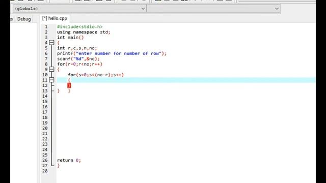PROGRAM TO PRINT PASCAL TRIANGLE USING C