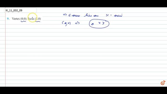 Find the equation of the parabola that satisfies the given conditions: Vertex (0, 0), focus (3,0...