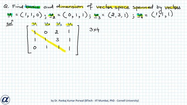 Basis and Dimension of Vector Space Spanned by Vectors Example 2