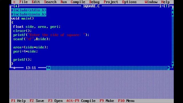 Program to Calculate Area and Perimeter of Square in C || Tech Dot Teach || C