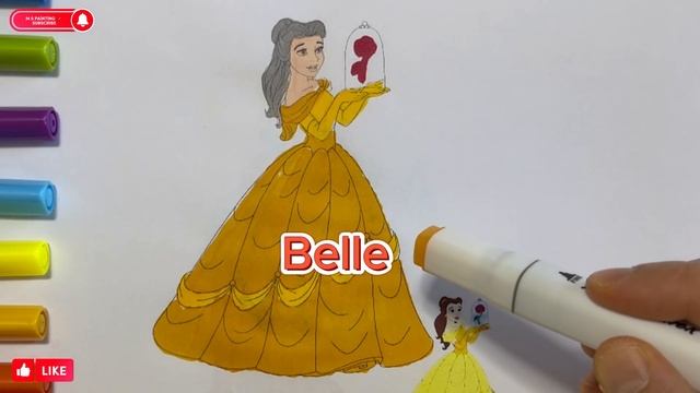 Coloring with Sticker Book Dress Up Disney Princess Ariel,Snow White,Belle,Cinderella,