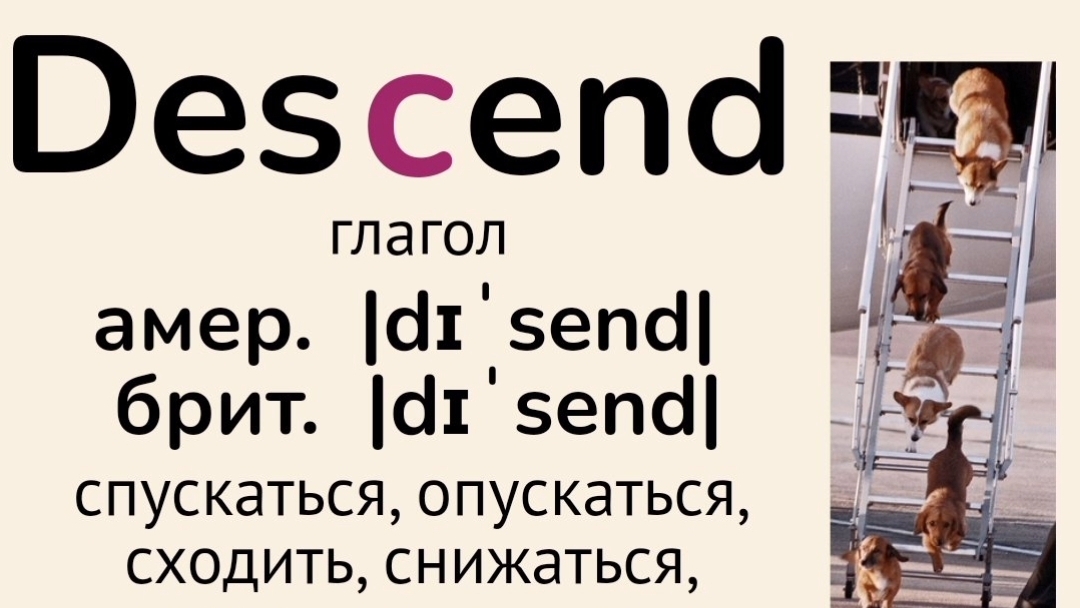 Слова с непроизносимыми буквами/тренажер👉descend, descent