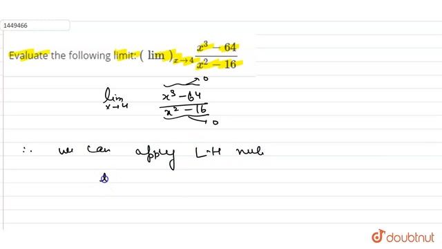 Evaluate the following limit: `(lim)_(x-mt4)(x^3-64)/(x^2-16)`