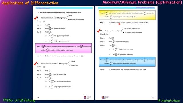 maximum minimum problems - explanation from text book (page 134 -135)