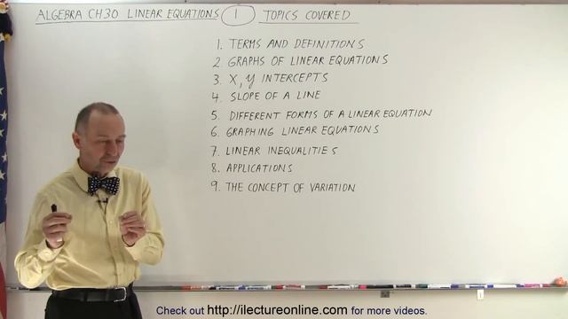 Algebra - Ch. 30: Linear Equations (1 of 33) Topics Covered