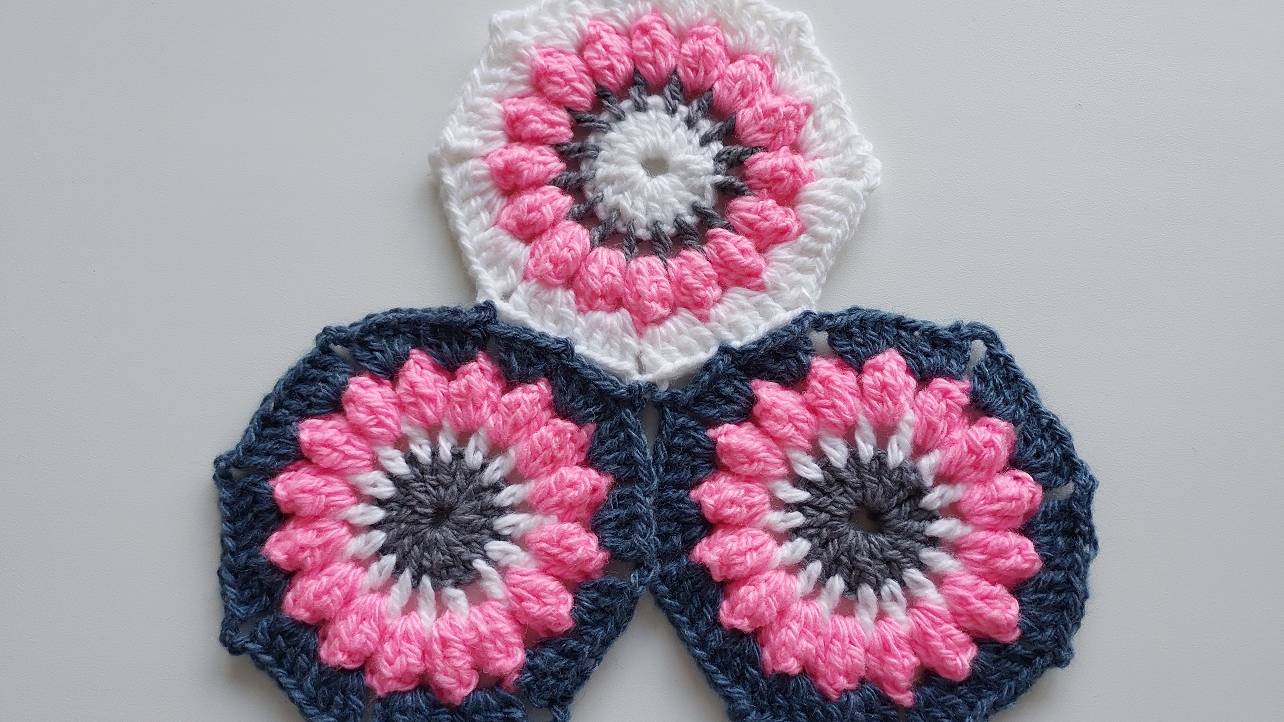 МНОГОУГОЛЬНЫЙ МОТИВ КРЮЧКОМ "ПОП-КОРН"