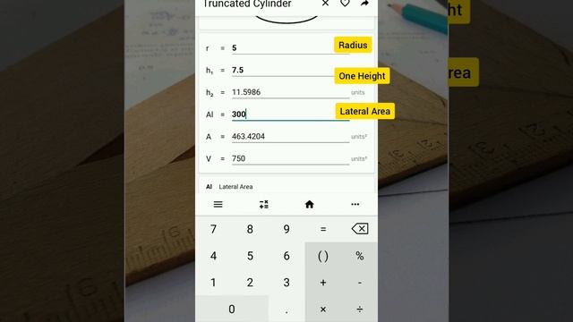 Truncated Cylinder Calculator