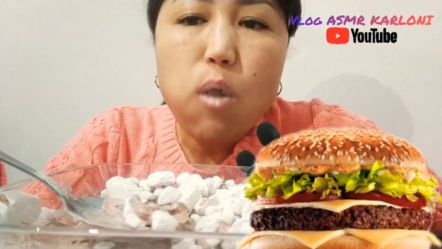 MUKBANG, ASMR. burger.