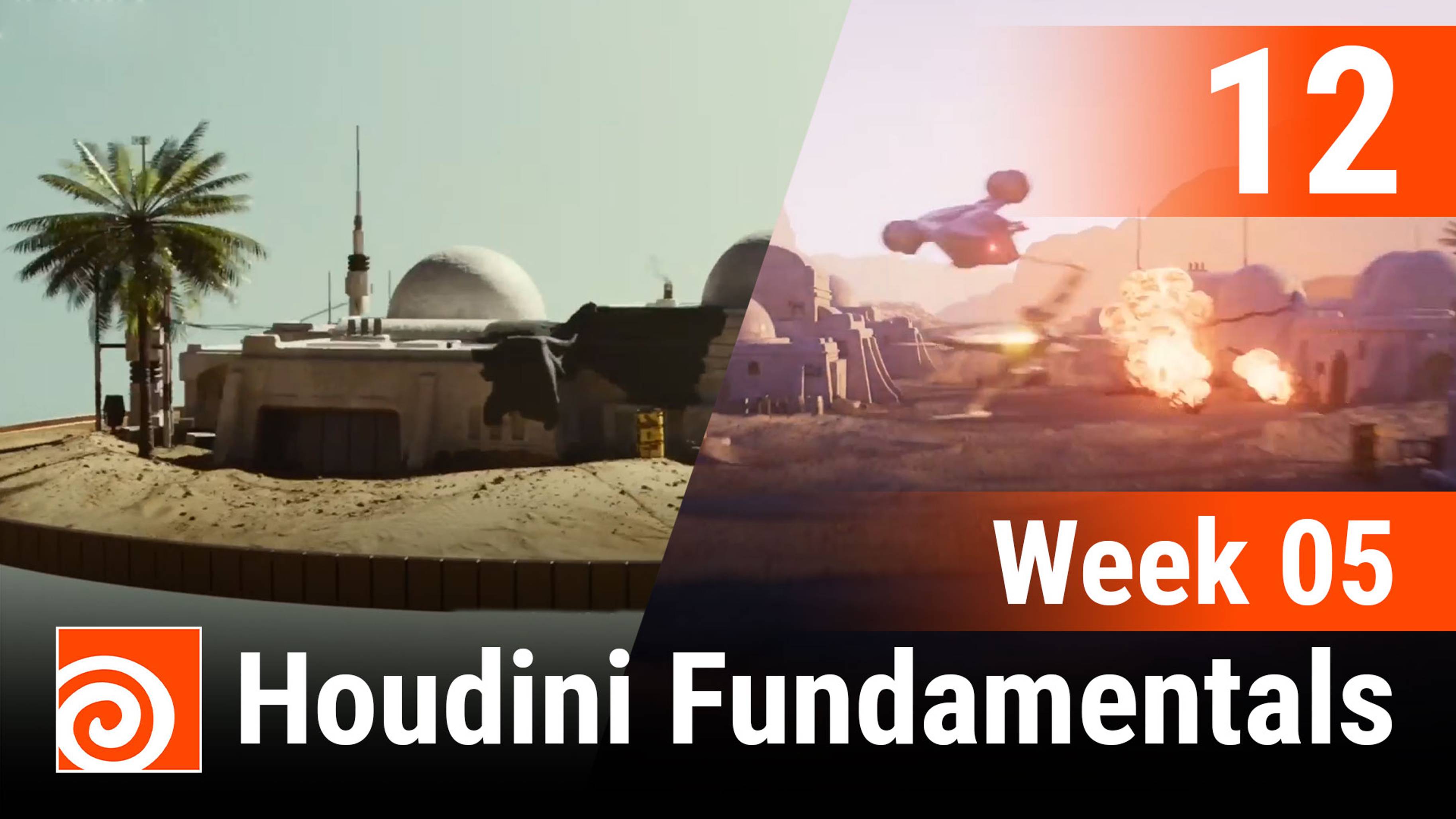 Week 05 - 012 - scattering rocks arround buildings - Houdini Fundamentals