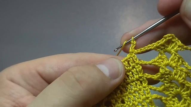 Оригинальная салфетка крючком Золотой бутон. Часть 3. Ряды 8-11