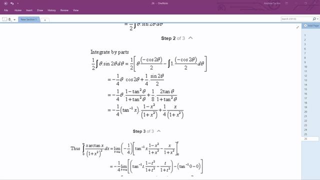 Integrate (x * arctan(x))/(1 + x^2)^2 dx, from x=0 to infinity