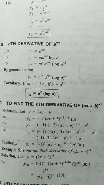 nth derivatives of e^ax & a^mx