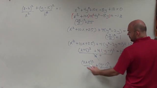 Graph an ellipse by completing the square to write in standard form