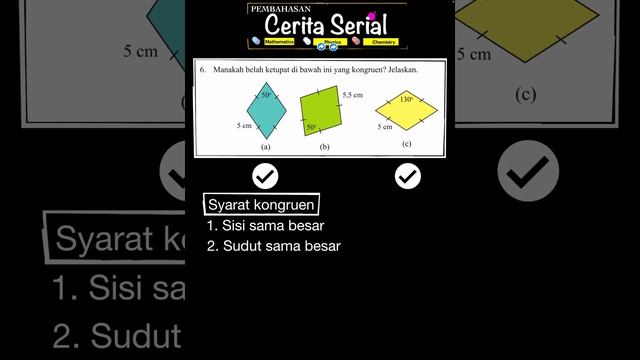 Manakah belah ketupat dibawah ini yang kongruen ? Jelaskan-MATEMATIKA HAL 214