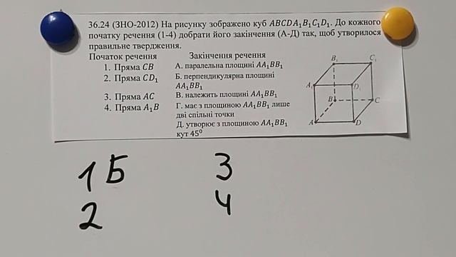 Підготовка до ЗНО з математики. Аксіоми стереометрії. Прямі та площини в просторі