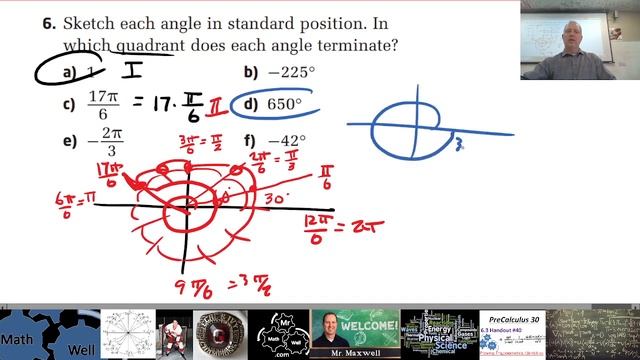 PC 30 4.1 Radian Measure Homework #1-9,14