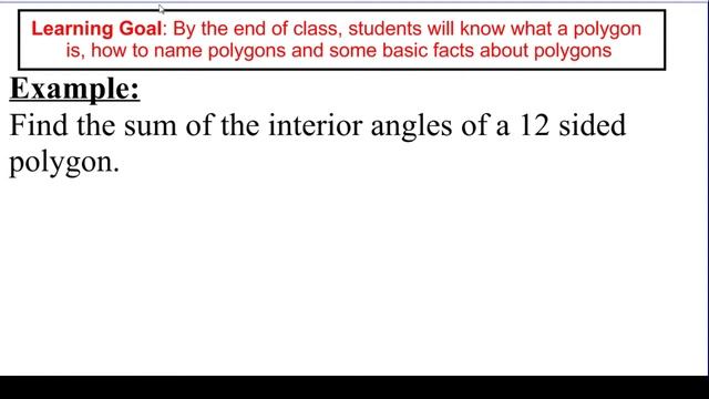 Video 1 Sum of the Interior Angles of a Polygon