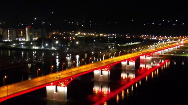 Вечерний Красноярск с высоты птичьего полета