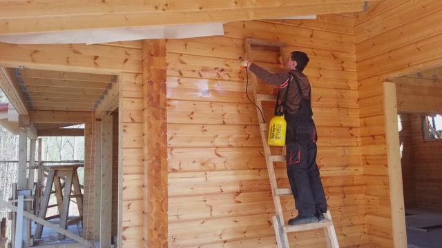 Покрытие грунтом дома из клееного бруса! Почему и зачем!
