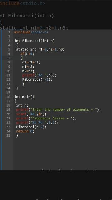 C program to find fibonacci series upto given number || #shorts #code #coding #coder #reels #game