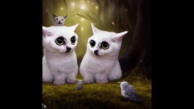 Smart Kittens About AI Owl (Sci Fi)