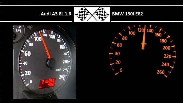 Audi A3 8L 1.6 VS. BMW 130i E82 - Acceleration 0-100km/h