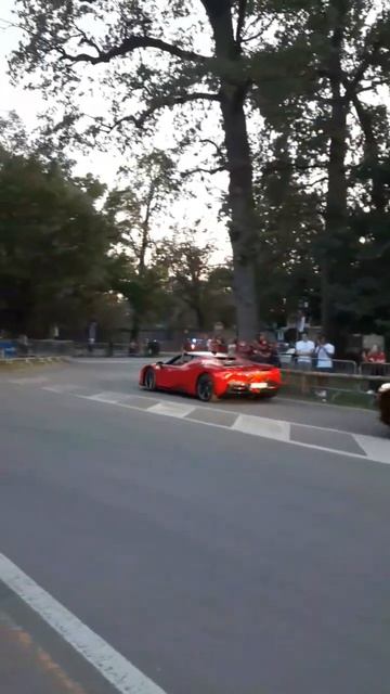 Charles Leclerc leaving Monza in a Ferrari SF90 #formula1