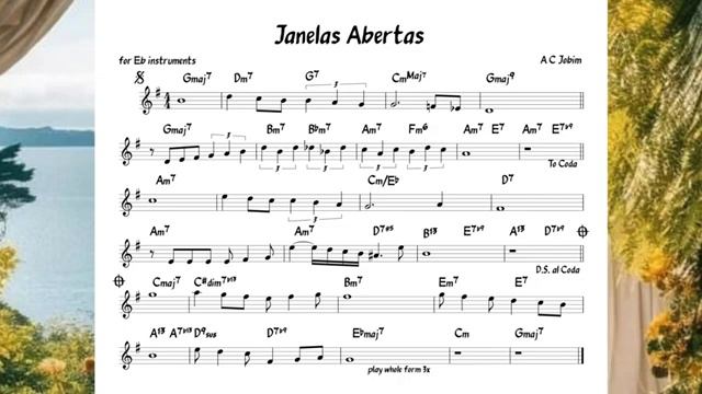 Janelas Abertas (Jobim) Backing track   score for Eb alto instruments(360P)