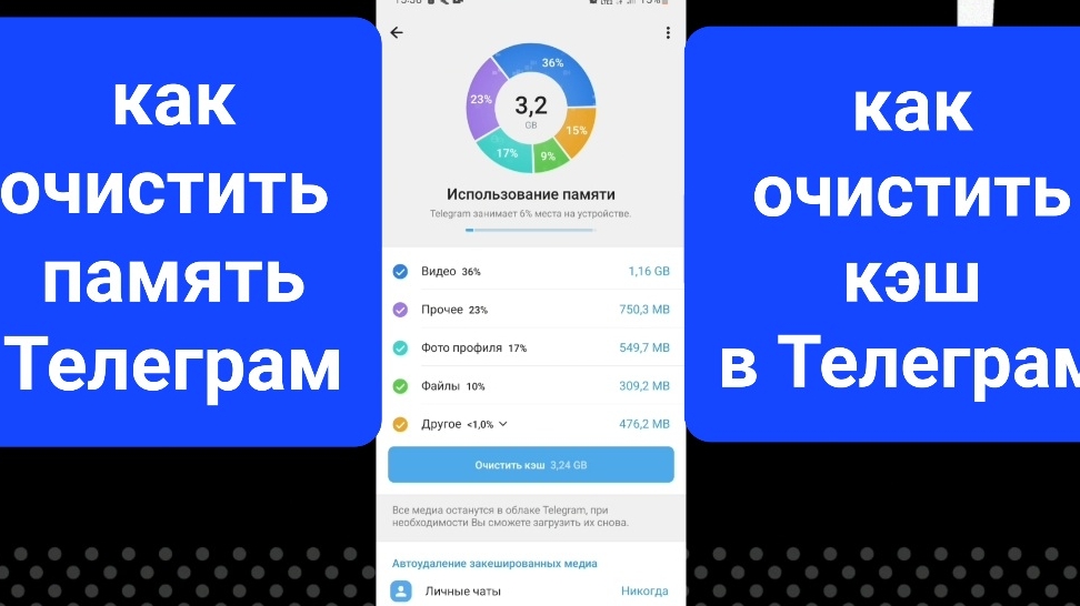 Как очистить память в Телеграм, как очистить кэш в Телеграм