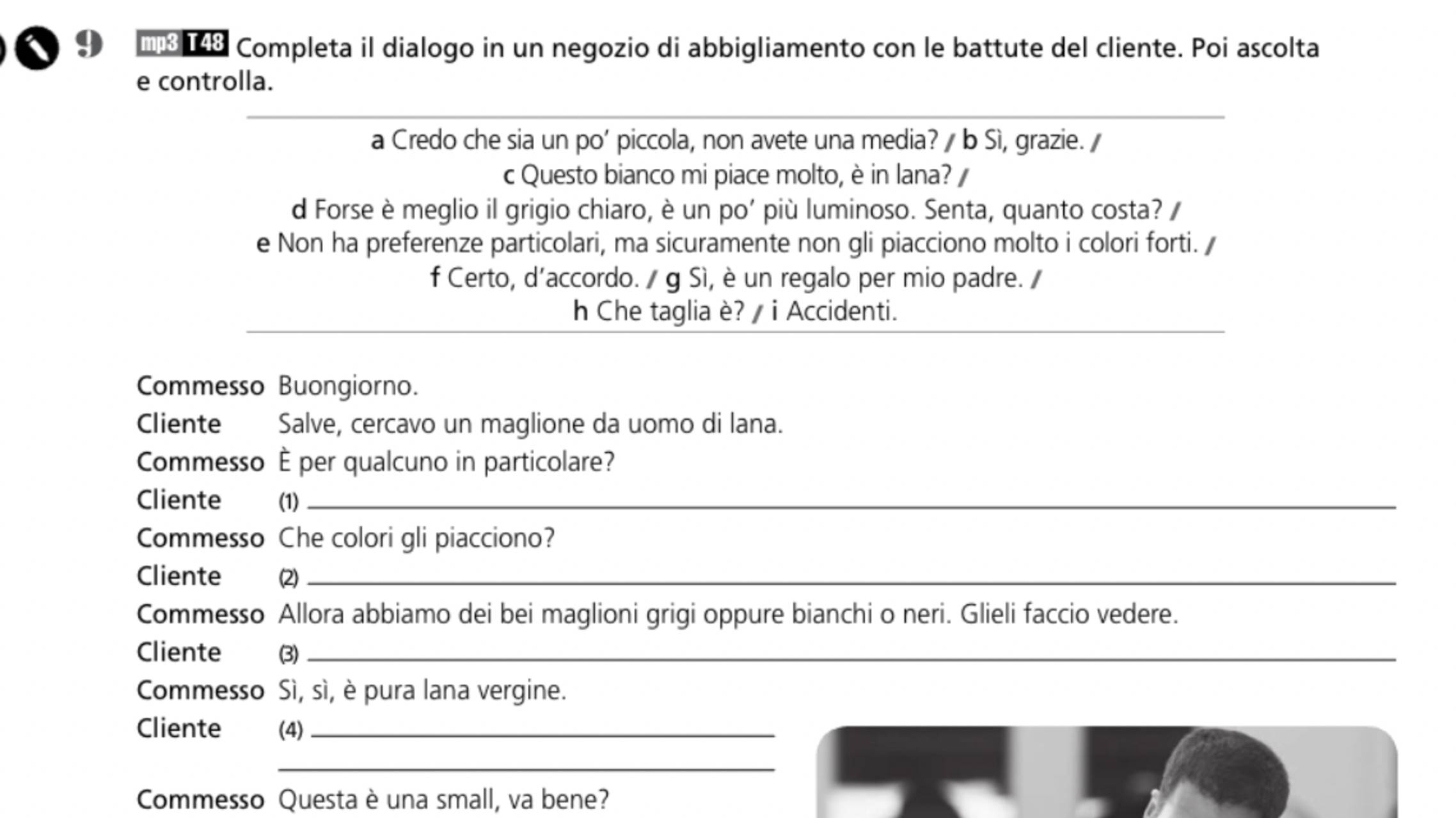 Nuovo Contatto  A2 - Al negozio di abbigliamento - Traccia Audio 48