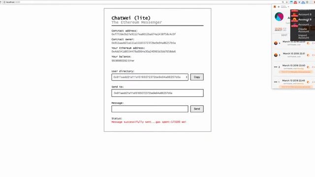 Ethereum Private Messenger. Solidity Smart Contract Example Web App.