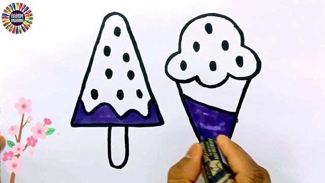 Bolalar uchun muzqaymoq rasm chizish / Рисование мороженого для детей / Drawing ice cream for kids