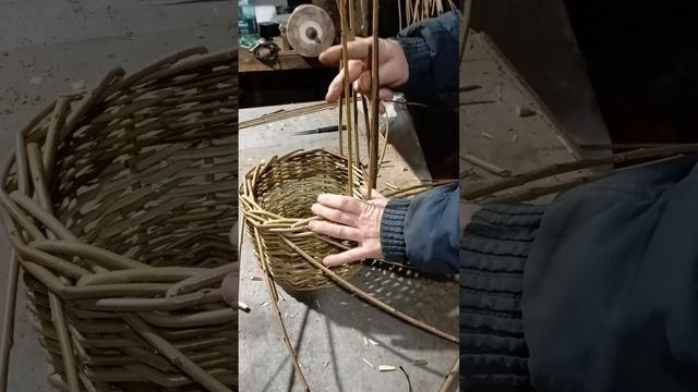 как заплести верх корзины в 3 прута часть 1