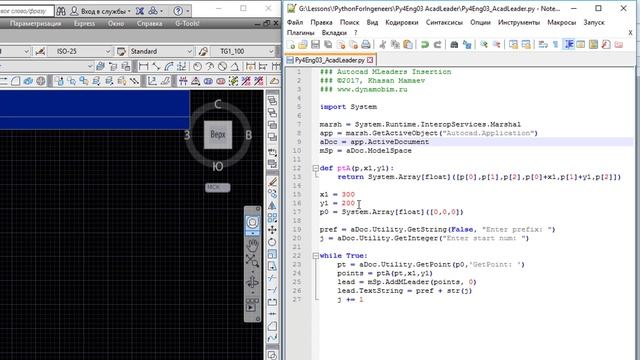 Py4Eng#03 Вставка выноски Autocad(Autocad Leader Insertion)