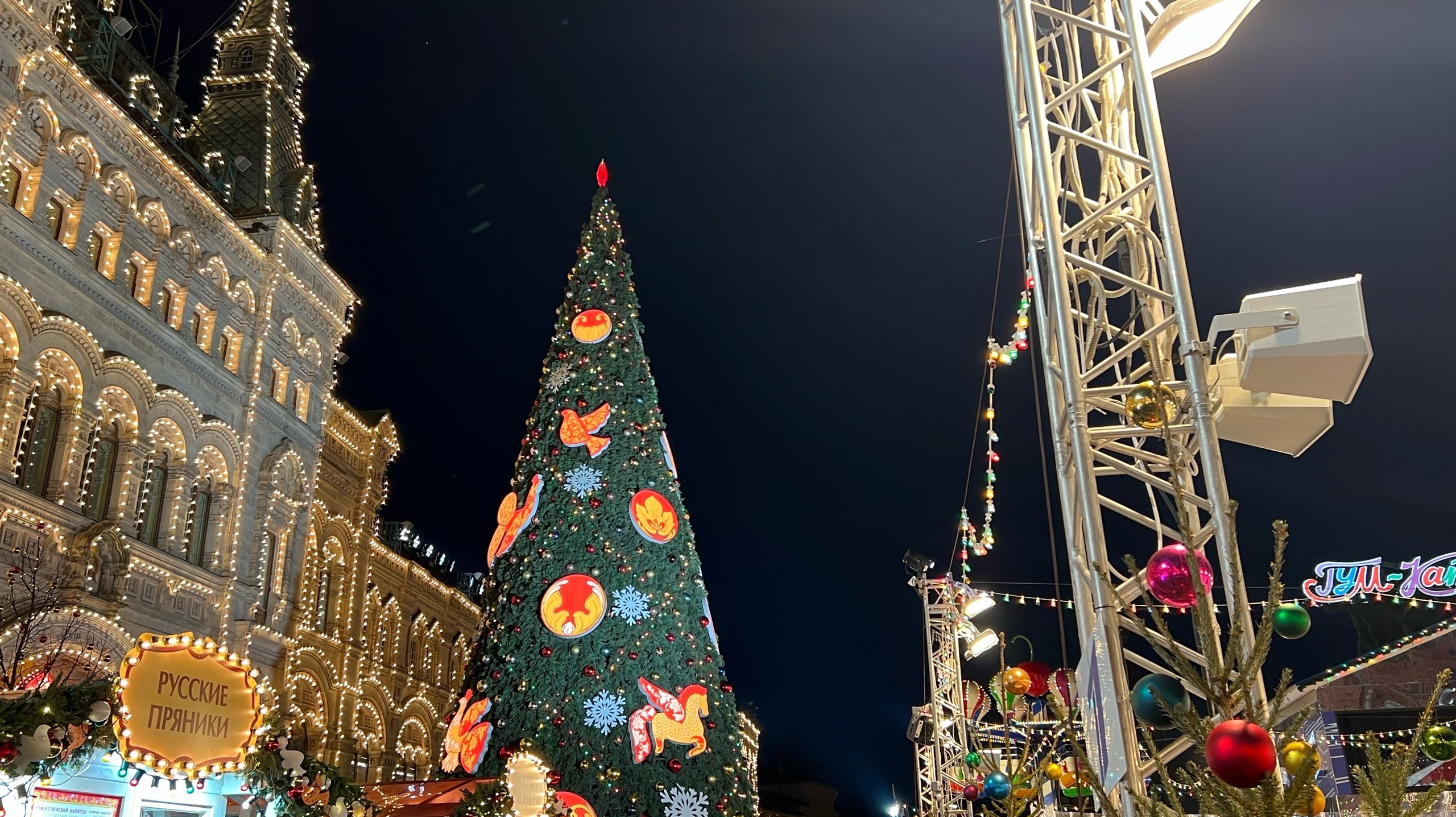 Прогулка по новогодней Москве. Красная Площадь, ГУМ-каток, Никольская