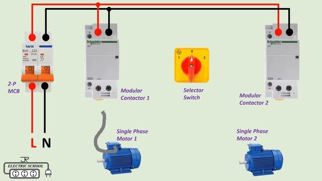 2й переключатель двигателей с модульной схемой подключения контактора