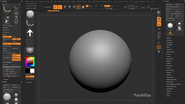 032 Zbrush 2020 Deco Curve Dots Brush