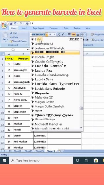 Excel data sheet me number ko barcode me badle #excel #viral #shorts #ytshorts