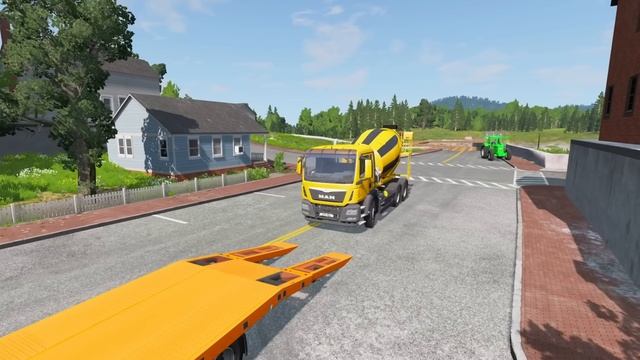 Double Flatbed Trailer Truck vs Speedbumps Train vs Cars Beamng.Drive #13