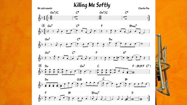 Killing Me Softly (Charles Fox) funky backing track   score for Eb alto instruments(360P)