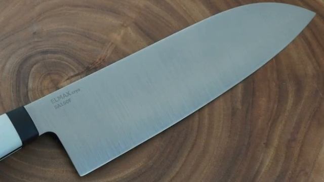 Кухонный нож Owl Knife Сантоку SA160F (Elmax, белый G10)